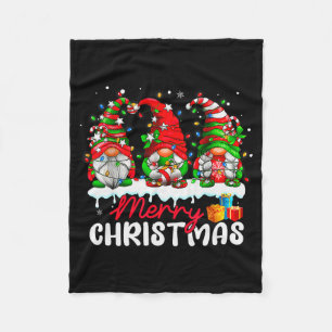 Cute Gnomes Merry Christmas Light Family Gnome Xma Fleece Blanket