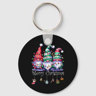 Cute Gnomes Merry Christmas Light Family Gnome Xma Key Ring