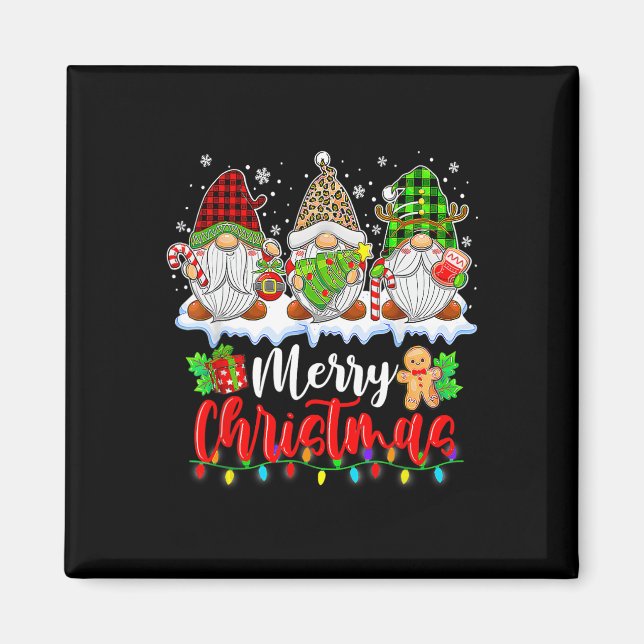 Cute Gnomes Merry Christmas Light Family Gnome Xma Magnet (Front)