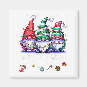 Cute Gnomes Merry Christmas Light Family Gnome Xma Magnet