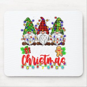Cute Gnomes Merry Christmas Light Family Gnome Xma Mouse Pad