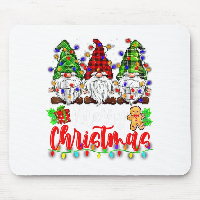 Cute Gnomes Merry Christmas Light Family Gnome Xma Mouse Pad (Front)