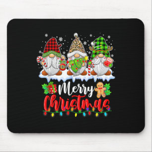 Cute Gnomes Merry Christmas Light Family Gnome Xma Mouse Pad