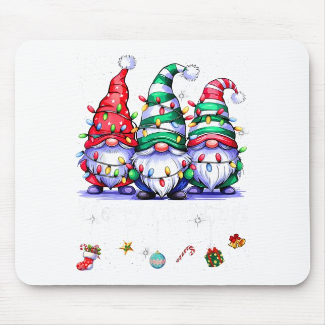 Cute Gnomes Merry Christmas Light Family Gnome Xma Mouse Pad (Front)