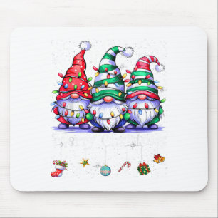 Cute Gnomes Merry Christmas Light Family Gnome Xma Mouse Pad