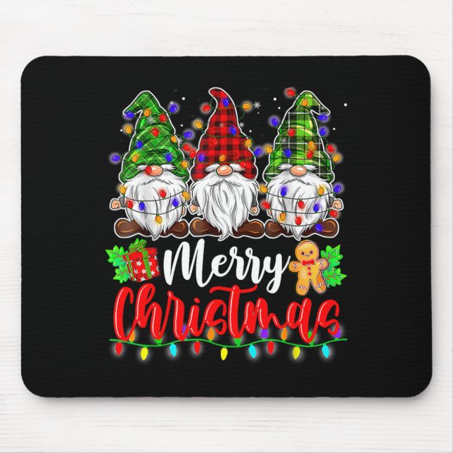 Cute Gnomes Merry Christmas Light Family Gnome Xma Mouse Pad (Front)