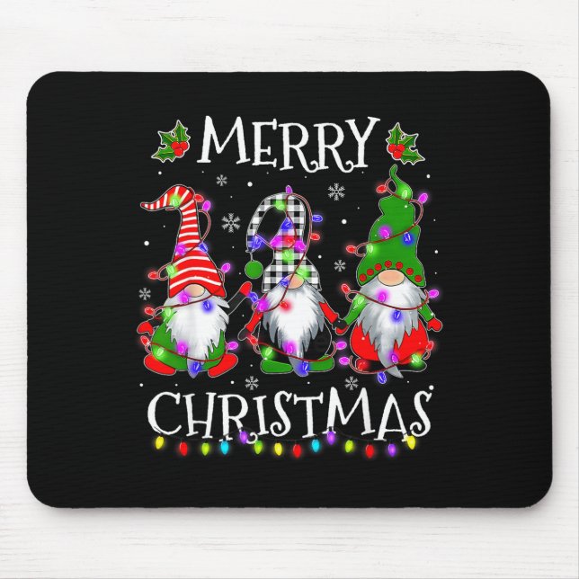 Cute Gnomes Merry Christmas Light Family Gnome Xma Mouse Pad (Front)