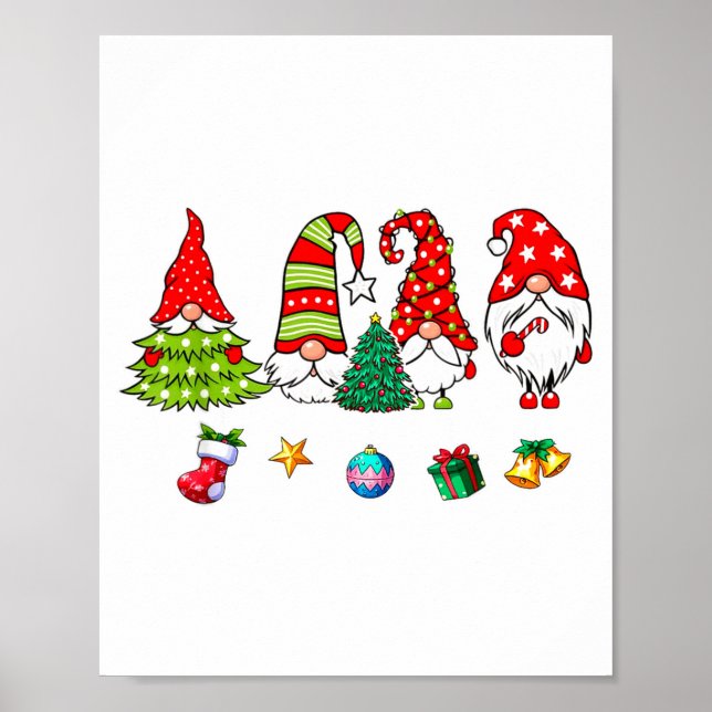 Cute Gnomes Merry Christmas Light Family Gnome Xma Poster (Front)