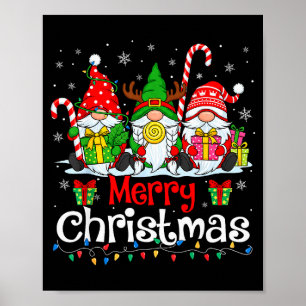 Cute Gnomes Merry Christmas Light Family Gnome Xma Poster
