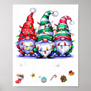 Cute Gnomes Merry Christmas Light Family Gnome Xma Poster