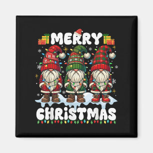 Cute Gnomes Merry Christmas Light Matching Family Magnet