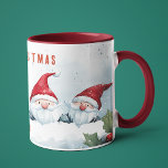 Cute Gnomes Merry Christmas Personalised Name Mug<br><div class="desc">Cute Gnome Merry Christmas Personalised Name Holiday Coffee Mug features the text "Merry Christmas" in modern script typography accented with cute watercolor gnomes with your personalised name below. Perfect for Christmas gifts,  Christmas parties and holiday celebrations,  birthdays and more. Created by Evco Studio www.zazzle.com/store/evcostudio</div>