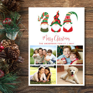 Cute Gnomes Merry Christmas Photo Holiday Card