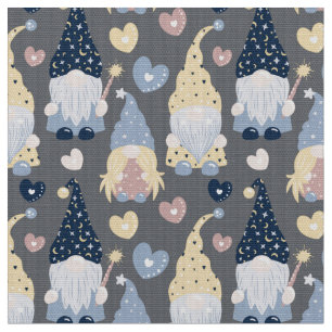 Cute Gnomes on Grey Fabric By The Yard Fat Quarter