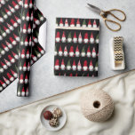 Cute Gnomes Pattern Christmas Holiday Wrapping Paper<br><div class="desc">This fun Christmas holiday wrapping paper features a pattern of cute gnomes in red,  green,  white,  and grey over a black background (colour can be customised,  if desired).</div>