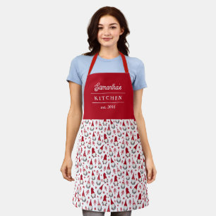 Cute Gnomes Pattern Name Christmas Apron