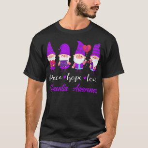 Cute Gnomes Peace Hope Love Dementia Awareness Fun T-Shirt