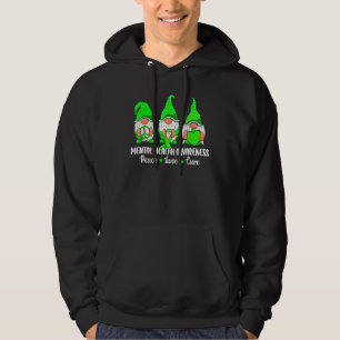 Cute Gnomes Peace Hope Love Mental Health Awarenes Hoodie