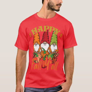 Cute Gnomes Pumpkin Autumn Happy Fall Y'all Thanks T-Shirt