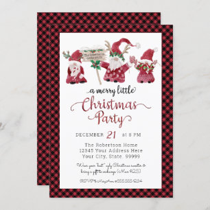 Cute Gnomes Reindeer Merry Little Christmas Party Holiday Card