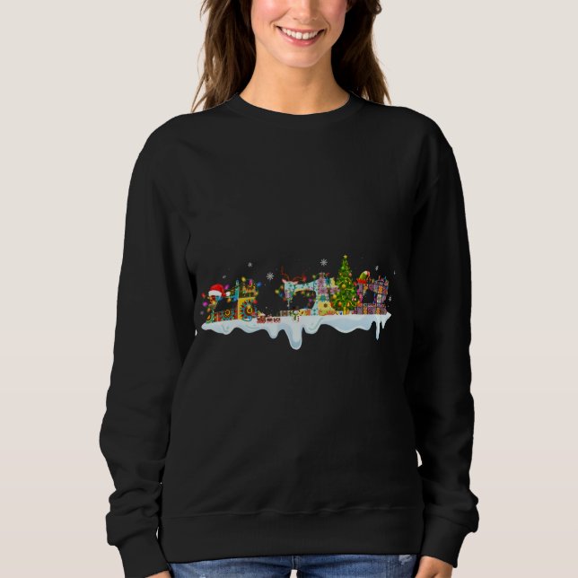 Cute Gnomes Sewing Machines Christmas Tree Sewing  Sweatshirt (Front)