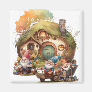 Cute Gnomes Square Magnet