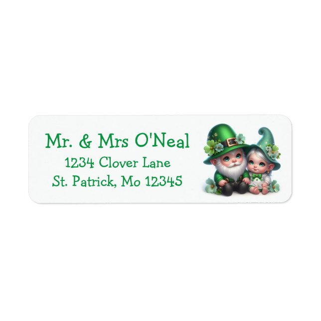 Cute Gnomes St. Patrick's Day Return Address Label (Front)
