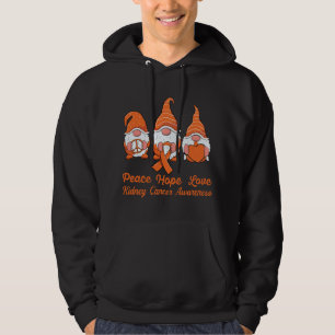 Cute gnomes support orange ribbon Kidney Cancer Aw Hoodie