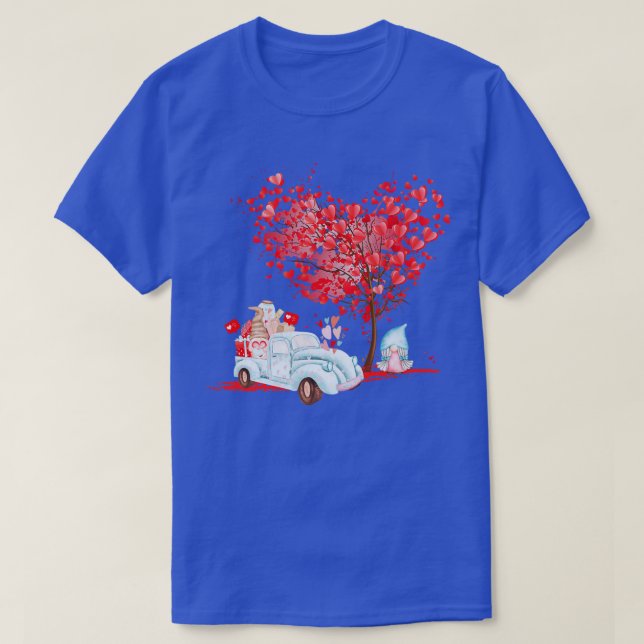 Cute Gnomes Valentines Day Truck Love Hearts 1 T-Shirt (Design Front)