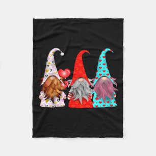 Cute Gnomes Valentines Gift Couple Matching  Fleece Blanket