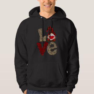 Cute Gnomes Valentines Love Leopard Plaid Couple M Hoodie