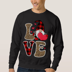 Cute Gnomes Valentines Love Leopard Plaid Couple M Sweatshirt