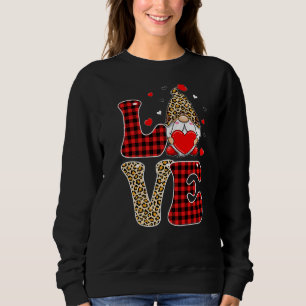 Cute Gnomes Valentines Love Leopard Plaid Matching Sweatshirt