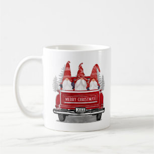 Cute Gnomes Vintage Red Truck Merry Christmas Coffee Mug