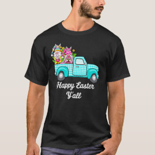 Cute Gnomes With Bunny Ears Egg Hunting Truck East T-Shirt
