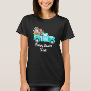 Cute Gnomes With Bunny Ears Egg Hunting Truck East T-Shirt
