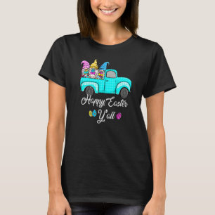 Cute Gnomes With Bunny Ears Egg Hunting Truck East T-Shirt