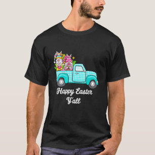 Cute Gnomes With Bunny Ears Egg Hunting Truck East T-Shirt