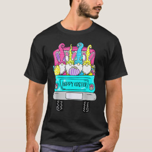 Cute Gnomes With Bunny Ears Egg Hunting Truck Happ T-Shirt