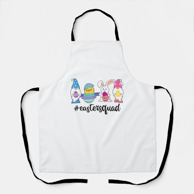 Cute Gnomies Bunnies Squad Easter Day Funny Rabbit Apron (Front)
