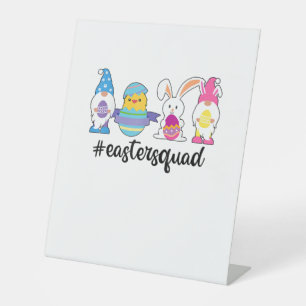 Cute Gnomies Bunnies Squad Easter Day Funny Rabbit Pedestal Sign
