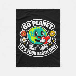 Cute go planet earth day 2026 teacher kids groovy fleece blanket