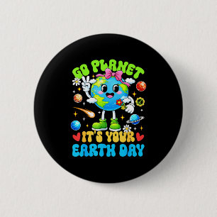 Cute go planet earth day 2026 teacher student kids 6 cm round badge