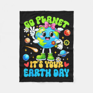 Cute go planet earth day 2026 teacher student kids fleece blanket