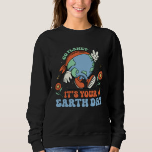Cute Go Planet Its Your Earth Day 2023 Groovy Kids Sweatshirt
