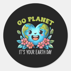 Cute Go Planet Its Your Earth Day 2025 Teacher Boy Classic Round Sticker