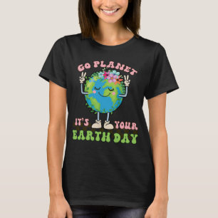 Cute Go Planet Its Your Earth Day Peace Groovy Kid T-Shirt