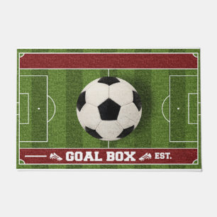 Cute Goal Box Soccer Doormat, Football Players Rug