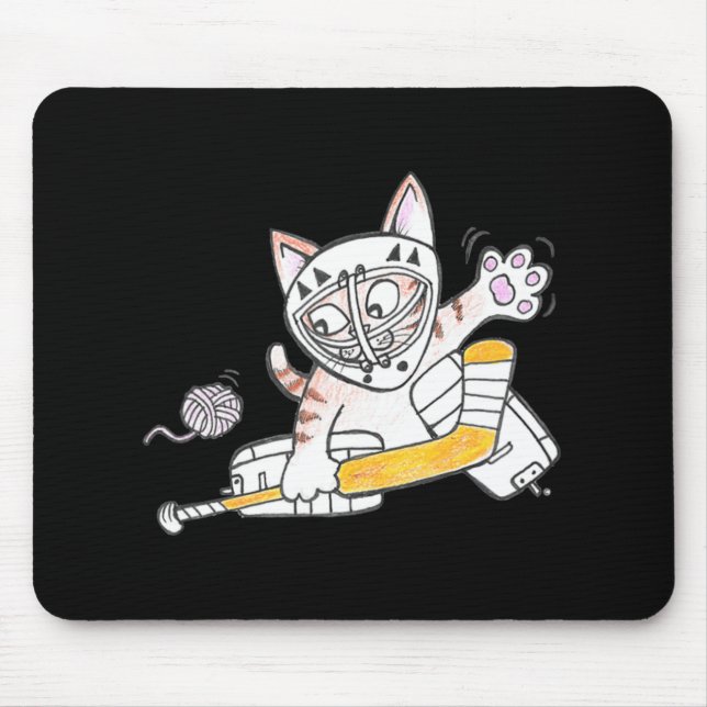 Cute GOALIE Kitten Cat Playing Hockey  Mouse Pad (Front)