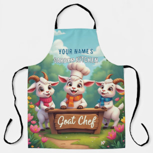 Cute Goat Chef Cartoon Apron